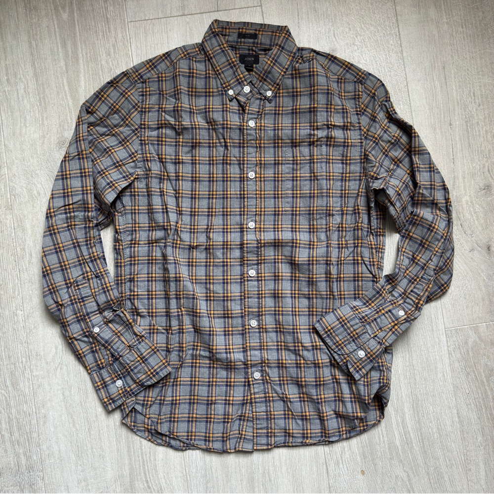 J. Crew Gray and Beige Casual Button Down Shirt